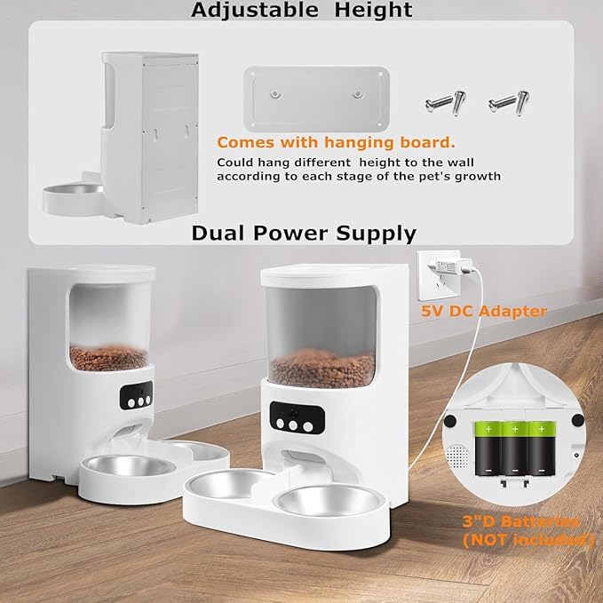 Automatic Cat Feeder with Camera for 2 Cats,1080P HD Video Night Vision Pet Feeder Food Dispenser, 5G&2.4GHz WiFi Pet Feeder with 2 Way Audio,Smart App Control 4L Pet Dry Food Dispenser for Cat/Dogs