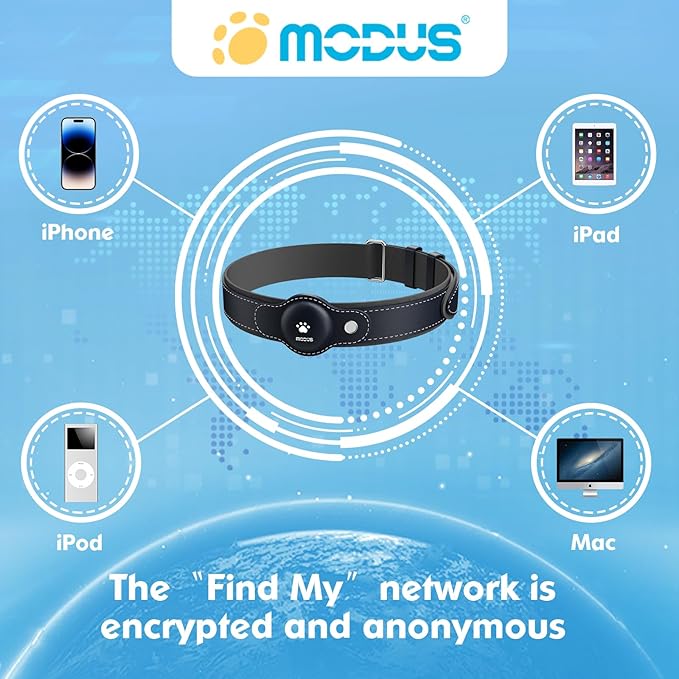 GPS Tracker for Dogs, 2 in 1 Pet Tracking Smart Collar (Only iOS), No Monthly Fee GPS Tracker Dog Collar, Real-time Location Comfortable PU Tracker Tag for Small, Medium Large Dogs(Locator Included)