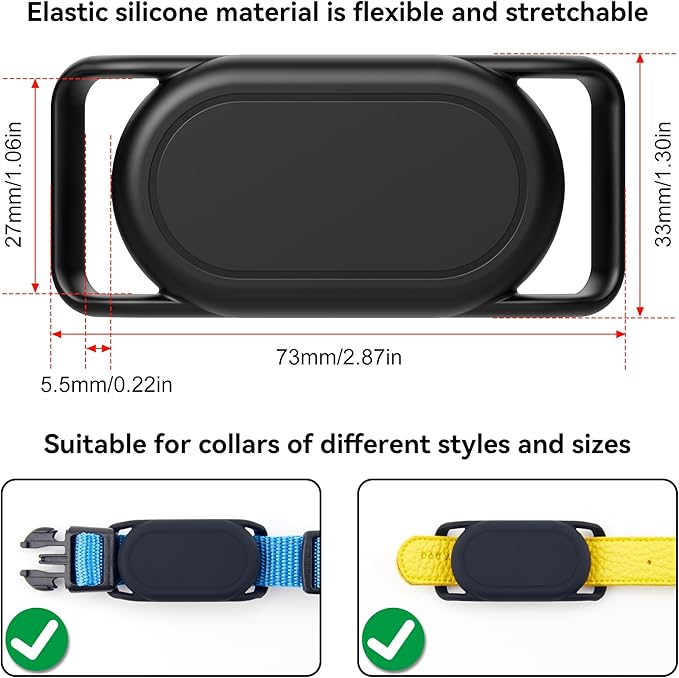 DDJ [2 Pack] Dog Collar Holder for Samsung Smart Tag 2, Dog GPS Tracker Waterproof Silicone Case for Galaxy Smarttag2, Anti-Lost and Scratch Resistant, for Cat, Pet, Fits Different Width Collars