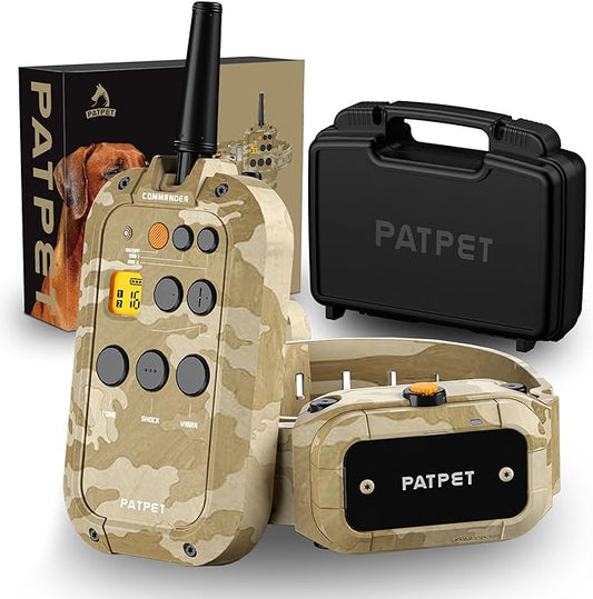 PATPET Dog Shock Collar with Remote 3/4 Mile Range Dog Training Collar Include Rechargeable Waterproof E Collar, Outdoor Training Shock Collar for Medium Large Dogs Camouflage (15-140 lbs)