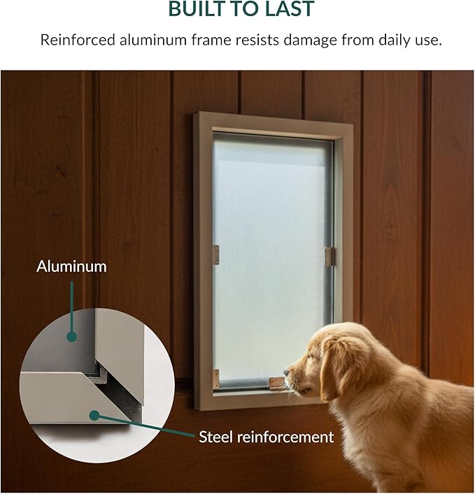 Elbert Mountain Pet Door - Door Model | Cat & Dog Door | Energy-Efficient Single Vinyl Flaps | Locking Security Cover | Reinforced Aluminum Frame