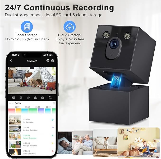 Indoor Camera - 5G&2.4G WiFi Camera for Home Security,2K Security Cameras for Dog/Pet/Baby Monitor, 360°Pan/Tilt,2-Way Audio, AI Motion Tracking,24/7 Recording,911 Alert,Color Night Vision (2PCS)