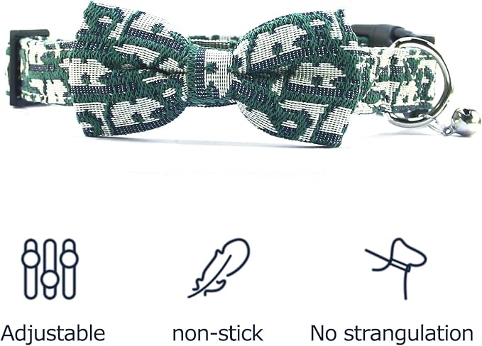 Bowtie Collars for Big Dogs, Elegant Dog Bow Tie Collars, Dog Collars with Bowtie Adjustable 15.7"-20.9", Green, L