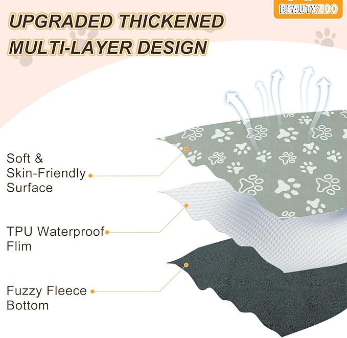 BEAUTYZOO 4 Pack Guinea Pig Cage Liners, Washable Reversible Fleece Guinea Pig Bedding, Waterproof Super Absorbent Pee Pads for Small Animals Rabbit Hamster Bunny - 12"x12" Grey