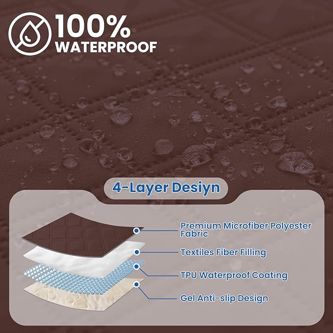 Waterproof Couch Covers for Pets, Waterproof Dog Bed Cover, Anti-Slip Soft Dog Blankets, Couch Cover for Dogs Washable, Pet Blanket for Puppy Large Dogs Cat (82x82 Inch, Coffee)