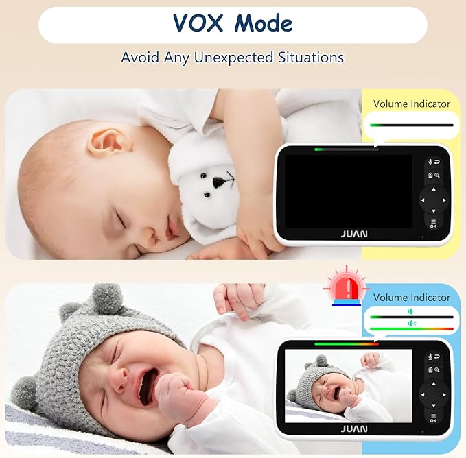 JUAN Baby Monitor with Camera and Audio, 5" LCD Screen, No WiFi 100% Private, 3500mAh Long Battery, 1000ft Range Connection, Remote Pan-Tilt-Zoom, Crystal Night Vision, 2-Way Talk for Newborn Infant
