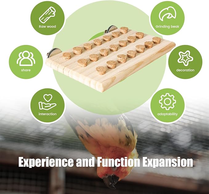 Wooden Bird Chew Toy, Parrot Biting Toys, Foraging Training, Relieve Boredom & Anxiety, Bird Cage Accessories, for Small Parakeets, Conures, Macaws, Budgies, Finches, JPN N