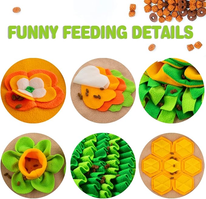 Snuffle Mat for Dogs 40'' X 27'' Large Dog Feeding Mats Pet Sniff Nosework Slower Feeder Interactive Dog Mat for Stress Relief Encourage Natural Foraging (Orange)