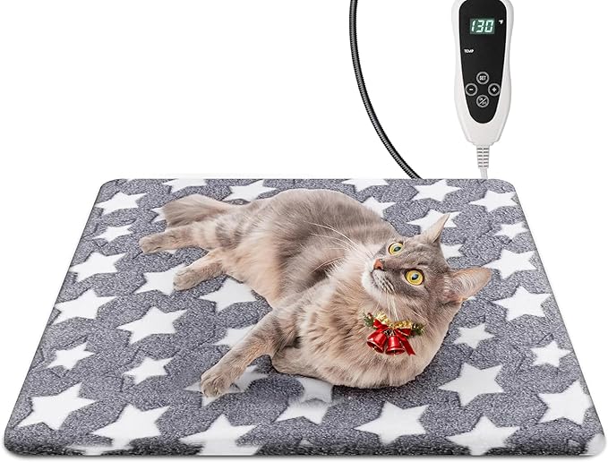 Newget Cat Heating Pad, Waterproof Pet Heating Pad for Cats Dog Indoor, 11 Adjustable Temperature Cat Warming Bed Mat with Timer, Indoor Heated Bed with Chew Resistant Cord (S: 18'' L X 18W '')