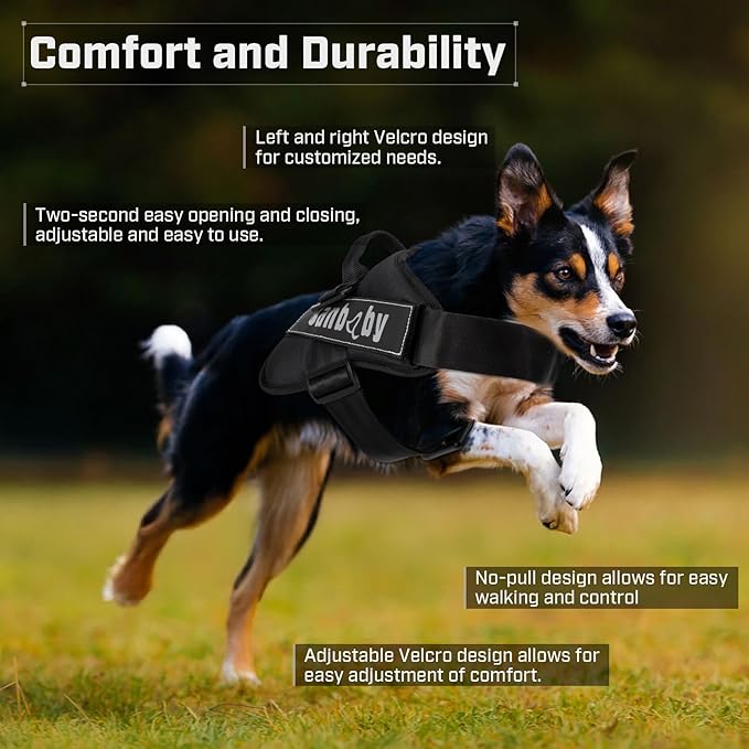 Dog Harness, Dog Harness Medium Sized Dog No Pull with 3 Leash Clips, Easy Control No Throat Reflective Pet Vest Suitable for Training, Traveling and Walking, Black, L