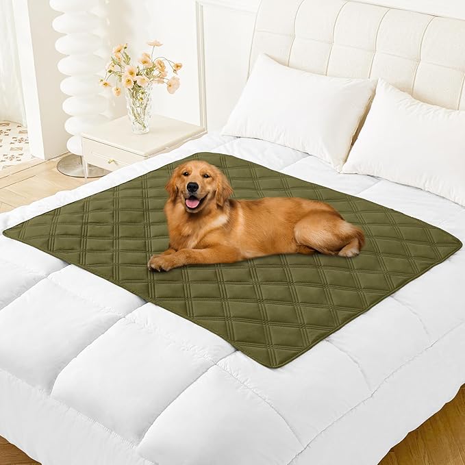 Smiry Waterproof Dog Bed Cover Blanket 40x50, Soft Reversible Pet Blanket, Washable Leakproof Cats Dogs Couch Cover for Sofa, Couch, Furniture, Lattice, Green/Navy