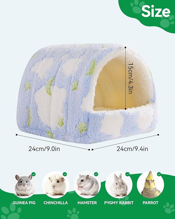 Parrot Winter Nest Guinea Pig Hideout Large Space Plush Pet Nest Hut, Winter Fluffy Warm Cave Bed for Parrot, Hamsters, Guinea Pigs & Small Animals, Machine Washable Cozy Habitat