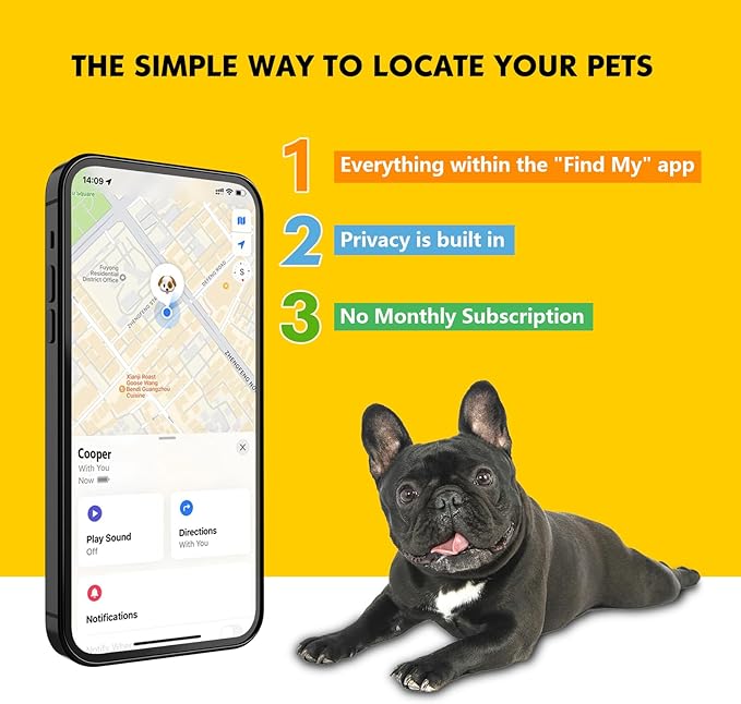 GPS Tracker for Dogs – Smart Dog Collar & Pet Tracker with Real-Time Location, No Monthly Fee, Unlimited Range (iOS Only) – Fits Small to Large Dogs(Locator Included) (Black)