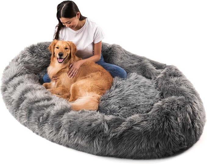 PupCloud, Human-Sized Dog Bed, Faux Fur Memory Foam, Waterproof and Machine Washable, Ultra-Soft Cover