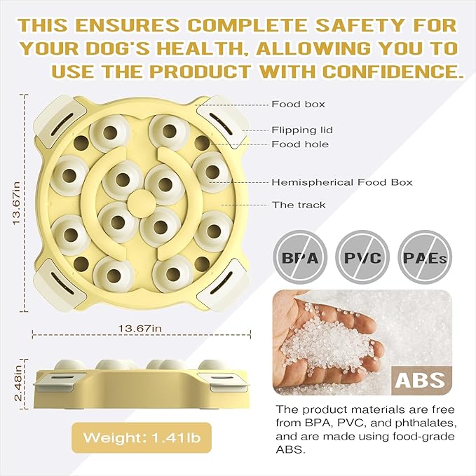 KADTC 2 Levels Dog & Cat Puzzle Toy - Beginner - Friendly Slow Treat Dispenser Puppy Interactive Enrichment Feeder Kitten Food Puzzles for Smart Indoor Cats Stimulating Toys Christmas & New Year Gift