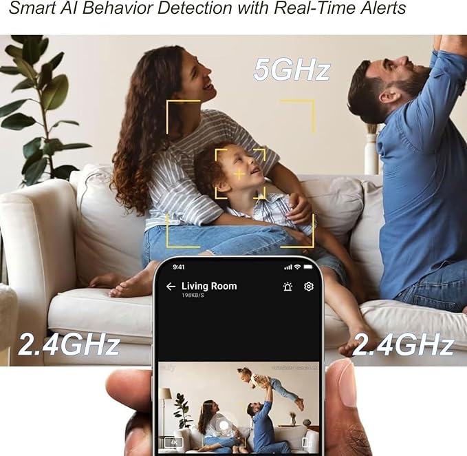 Indoor Security Camera, 5G & 2.4GHz Dog/Puppy/Pet WiFi Security Camera with Phone App, 360° Pan/Tilt Home Cameras Indoor, Smart AI Auto Tracking & Night Vision, US Cloud Storage (2Pack)