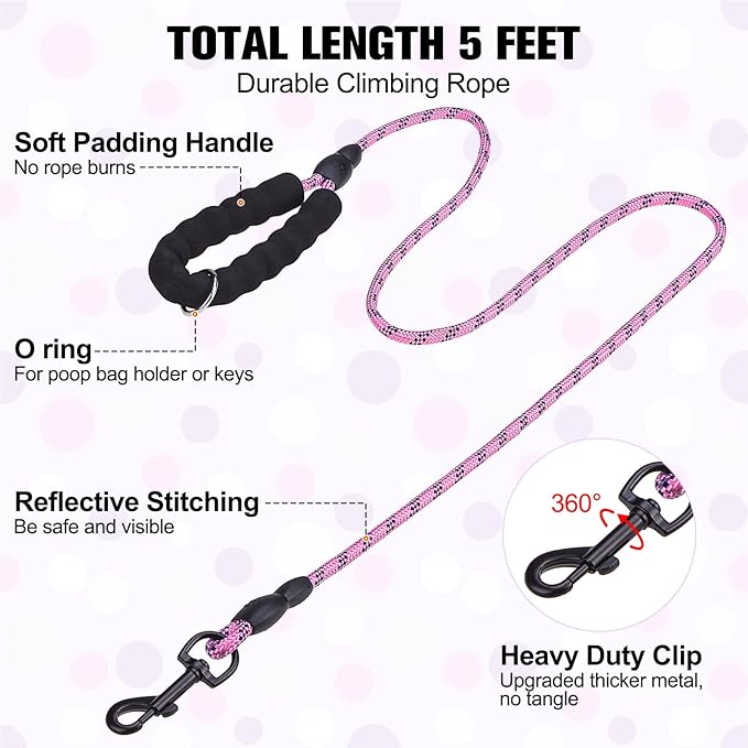 BEAUTYZOO Step in Dog Harness and Leash Set, Polka Dot Pattern Reflective Dog Harness No Pull No Choke Puppy Harness for XXS XS S Dogs Cats, Soft Padded Mesh Vest Harnesses for Girl and Boy Pets