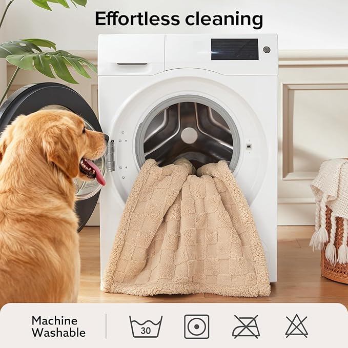 GASUR Waterproof Dog Blankets for Medium Small Dogs, Dog Blanket for Couch Bed, Fleece Pet Blanket for Furniture Sofa Protector, Soft Pet Throw Blankets for Crate Car Outdoor, Washable, 30"x40", Beige