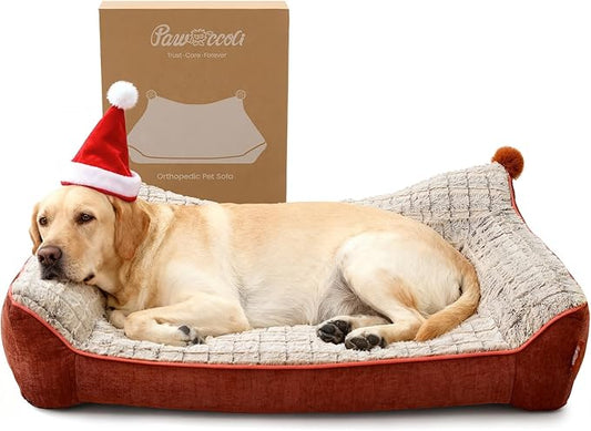 Orthopedic Dog Bed for Extra Large Dogs,Waterproof Supportive Egg Crate Foam Medium Dog Couch, Pet Bed with with Removable Bolsters, Washable Cover Non-Slip Bottom, (43''×32''×8'')