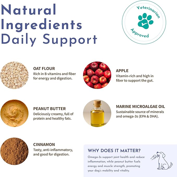 Pawco Dog Treats, Hip & Joint – Supports Mobility in Senior & Active Dogs – Crunchy Dog Cookies with Omega-3 & DHA, Peanut Butter & Apple – Functional & Healthy Rewards for Dogs – Magic Cookie – 8.8oz