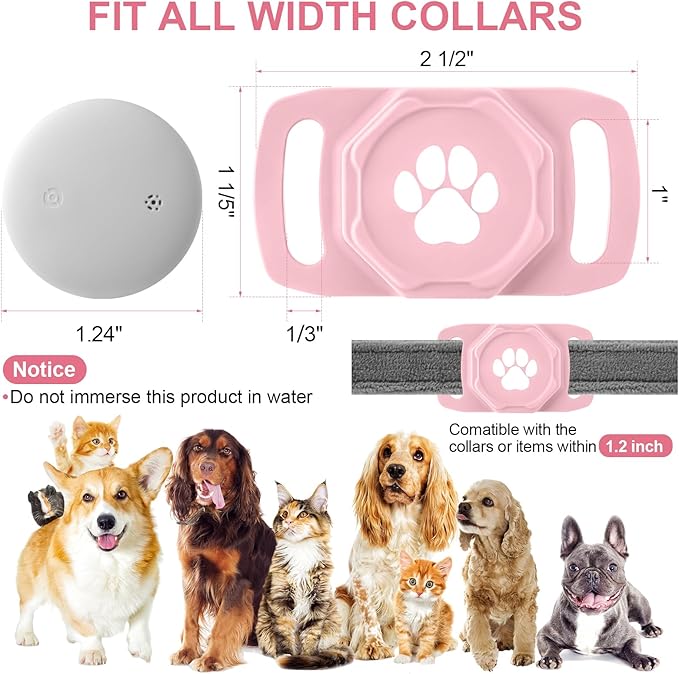 Smart Pet Tracker for Collar - Dog Trackers Pet Location Tracker with Holder, No Monthly Fee, Anti-Lost Tracking Device for Pets,Bag Straps, Compatible with Google Android Only(Not for iOS),Pink
