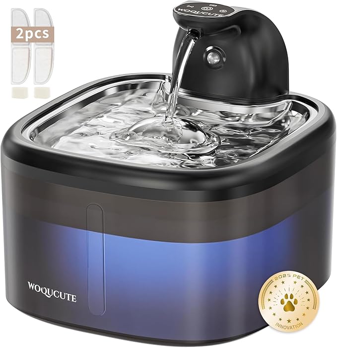 Cat Water Fountain Cordless Stainless Steel 118oz/3.5L Wireless & Ultra Quiet (≤25dB) with Sensor/Timer Mode, Battery Operated Pet Fountain for Indoor Use, Automatic Pet Water Dispenser