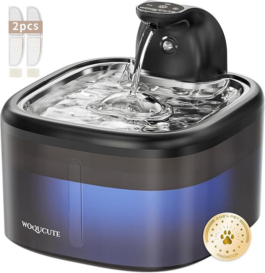 Cat Water Fountain Cordless Stainless Steel 118oz/3.5L Wireless & Ultra Quiet (≤25dB) with Sensor/Timer Mode, Battery Operated Pet Fountain for Indoor Use, Automatic Pet Water Dispenser