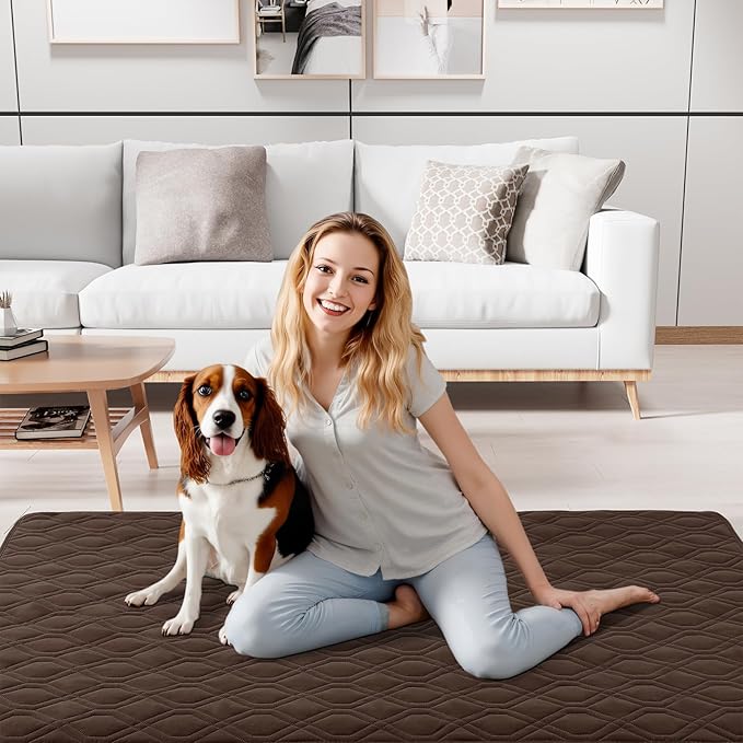 Smiry Waterproof Dog Blanket, 30x53 Inch Soft Pet Bed Cover Reversible, Washable Sofa Couch Furniture Protector for Small Medium Large Dog Puppy Cat, Geometric, Chocolate/Dark Grey