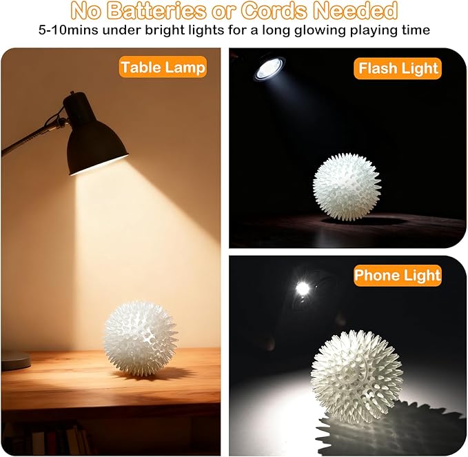 petizer 6 Pack 2.5’’ Glow in The Dark Fetch Balls - Balls for Dogs, Squeaky Floating Pool Dog Toy Ball, Indestructible Puppy Teething Chew Toy for Aggressive Chewers (2.5’’, Small Dogs)