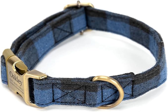 Personalized Dog Collar with Name and Phone Number Engraved,Adjustable Custom Puppy Collar,Organic Cotton Pet Collar for Small Medium Large Boy Girl Dogs