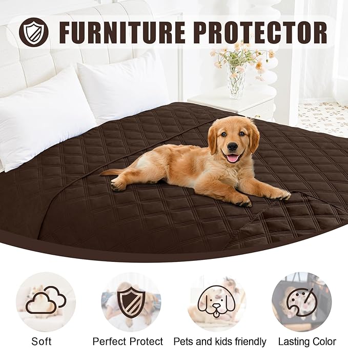 Smiry Waterproof Dog Bed Cover Blanket 30x70, Soft Reversible Pet Blanket, Washable Leakproof Cats Dogs Couch Cover for Sofa, Couch, Furniture, Lattice, Chocolate/Chocolate