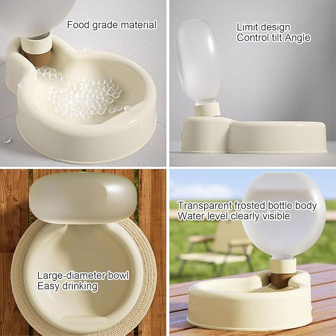 Portable Dog Water Bottle Dispenser, 17oz Dog Outdoor Water Bottle Bowl Foldable Pet Travel Eating Drinking Bottle Bowl (Yellow, 16.9oz)