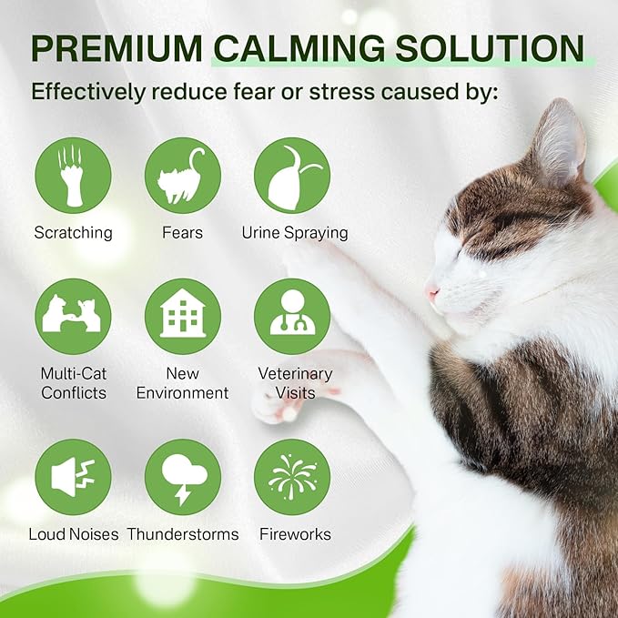 Cat Calming Diffuser with 3 Timing Functions, 6-in-1 Cat Pheromones Calming Diffuser Kit, 120-Day Anxiety Relief, Stress Reduction & Relaxation for All Cats (2 Diffusers + 4 Refills)