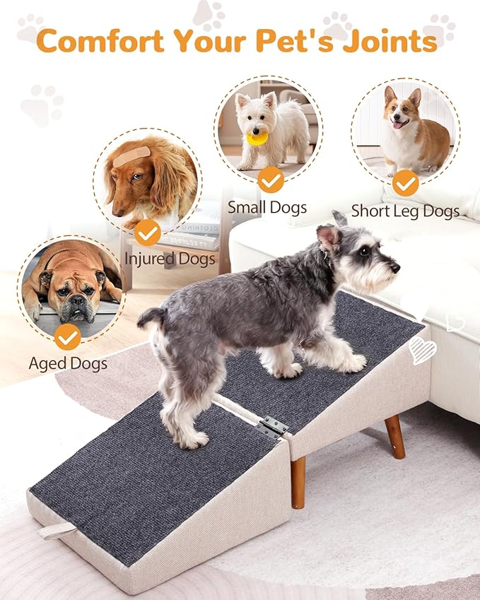 Dog Ramp for Couch and Bed, Dog Stairs for Small Dogs and Cats, Foldable Pet Steps for Medium Senior Dogs and Puppy, Split Ottoman Design Pet Ramp