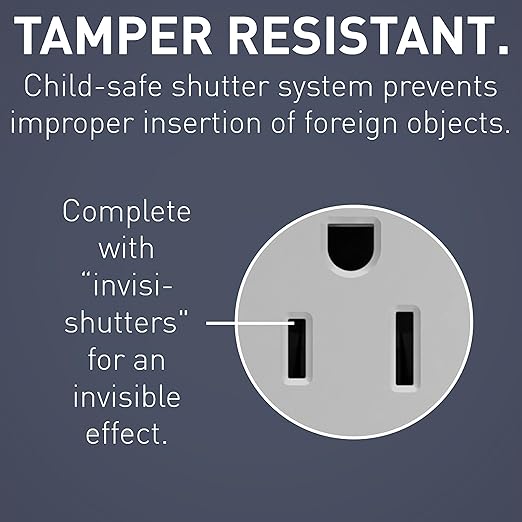 Legrand radiant 885TRGRY 15 Amp Tamper Resistant Decorator Duplex Outlet, Side Wire or Push Wire, Gray (1 Count)