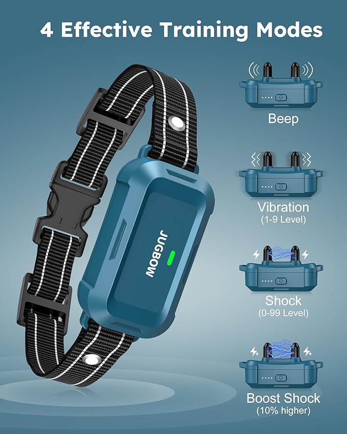 Jugbow Dog Shock Collar - 4200FT Dog Training Collar with Remote, IPX8 Waterproof Electric Collar with 4 Training Modes, Security Lock, Rechargeable e-Collar for Dogs 10-120lbs