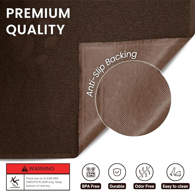 Andalus Small Cat Litter Mat, Pack of 2 - Waterproof, Non-Slip & Easy to Clean Cat Litter Box Mat for Extra Efficient Pet Litter-Trapping, Brown (15.75” X 11.75”)