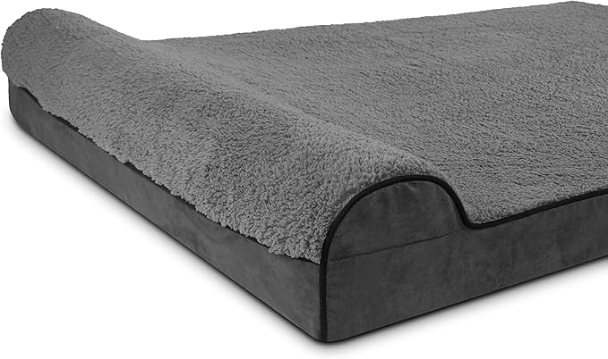 The Dog’s Bed Orthopedic Headrest Dog Bed XXXL Grey Plush 64x44, Memory Foam, Pain Relief for Arthritis, Hip & Elbow Dysplasia, Post Surgery, Lameness, Supportive, Waterproof Washable Cover