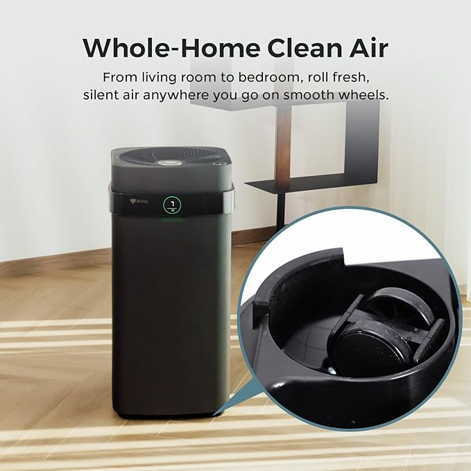 Airdog X5+ Air Purifier for Large Rooms up to 1600 Ft², Smart App Control, Built-In Air Quality Monitor, Washable Filter, TPA Technology 20X More Effective Than HEPA,Black