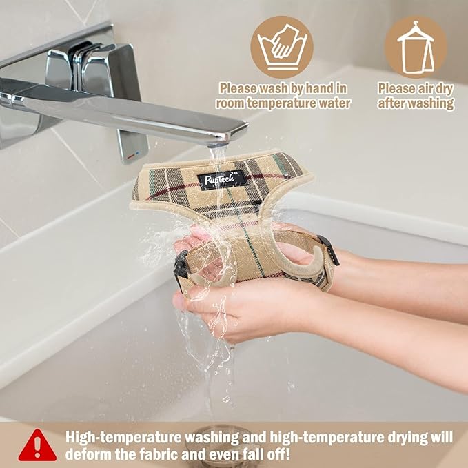 PUPTECK Soft Mesh Dog Harness and Leash Set Pet Puppy Cat Comfort Padded Vest No Pull Harnesses, Beige, L