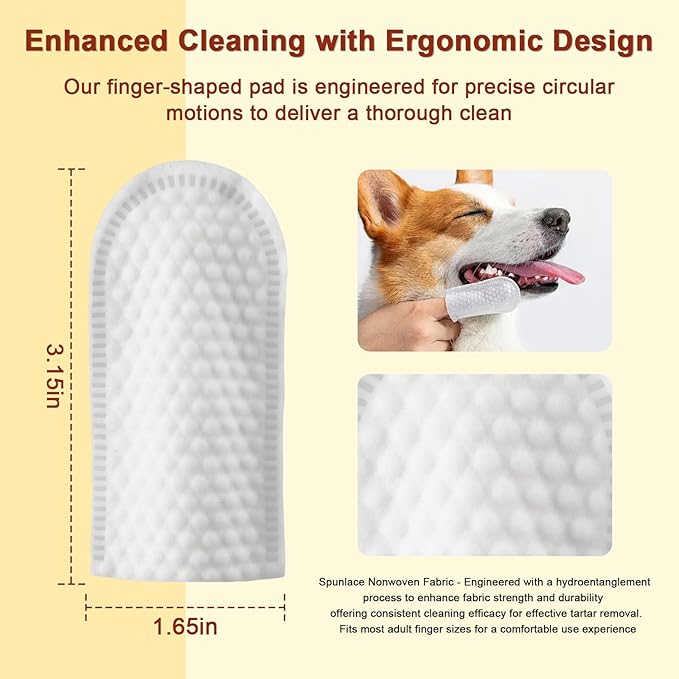 Teeth Cleaning Wipes for Dogs & Cats, Dog Dental Care Finger Wipes, Dog Tooth Brushing Kit, Reduces Plaque,Disposable Dog Wipes-50 Count