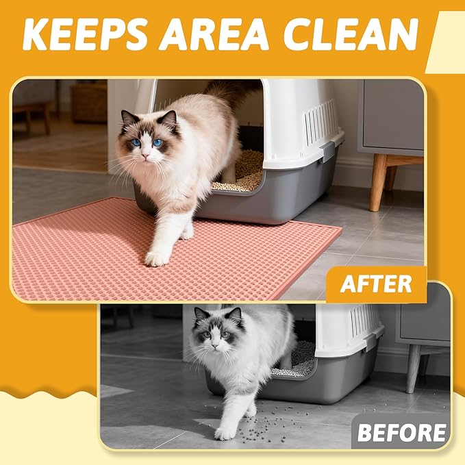 Pieviev Cat Litter Mat Double Layer Waterproof Urine Proof Trapping Mat 1 Pack (Red, 30x24 Inch (Pack of 1))