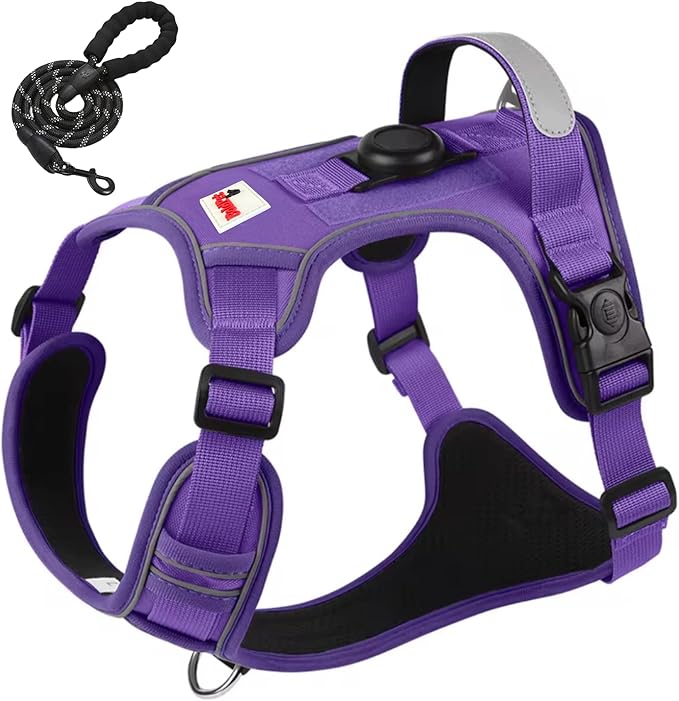Dog Harness with Airtag Holder and Leash Set-Premium Oxford Breathable Material- Durable Reflective Airtag Dog Harness and Leash Set for Small, Medium, Large and X Large Dogs