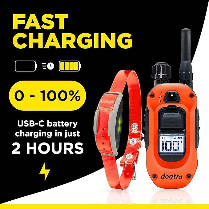 Dogtra 1900X Orange E-Collar for Dog Training - 3/4 Mile Range, for Dogs 35 lbs+, IPX9K Waterproof, 100 Stimulation Levels, Vibration, Tone, Rechargeable - Ideal for Dog Owners and Trainers