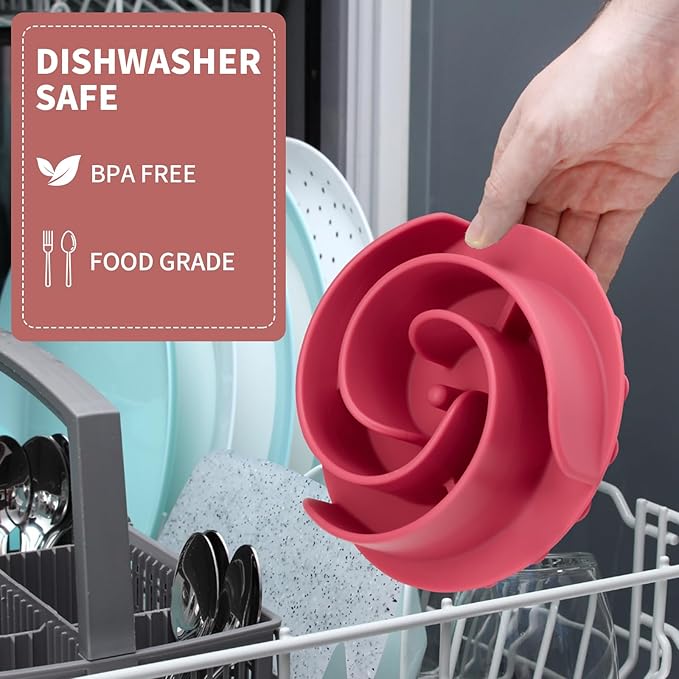 Slow Feeder Dog Bowls Insert, Animire Soft Silicone Slow Eating Dog Food Bowl for Small, Medium and Large Dogs, Compatible with Regular and Elevated Bowls