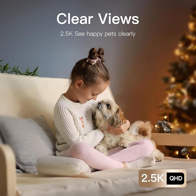 VIMTAG 2.5K Indoor Camera, Wired Smart WiFi Cameras for Home Security Camera Baby Nanny Dog Cat with Night Vision Motion Detection Two-Way Audio, Easy Set Up, Works with Alexa, SD Card, 2.4G WiFi