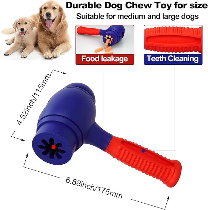 Dog Training Toys for Aggressive Chewers ，Pet Chompion Heavyweight Dog Chew Toy for Medium Large Breeds，Food Grade Non-Toxic Dental Pet Toy(Hammer Dog Toys, 6.78 in XLarge)