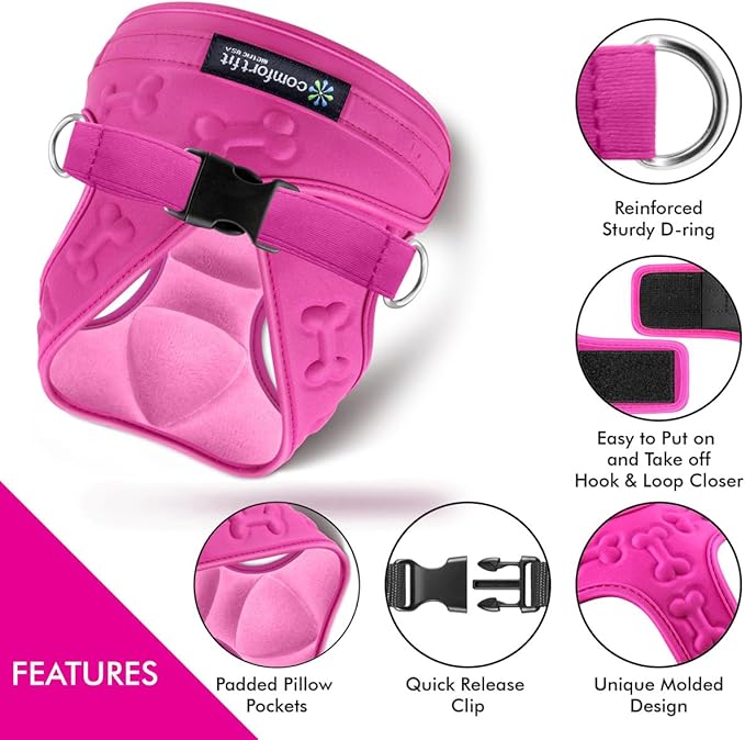 Comfort Fit Dog Harness No Pull No Escape Harness Adjustable Buckles Extra Comfort Soft Padded Choke Step In Dog Vest with Easy Control Handle for Small Medium Large Dogs & Puppies Inside Velvet Plush