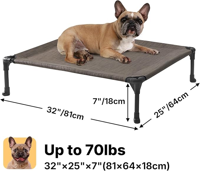 Veehoo Cooling Elevated Dog Bed, Portable Raised Pet Cot with Washable & Breathable Mesh, No-Slip Feet Durable Dog Cots Bed for Indoor & Outdoor Use, Medium, CWC1803-M