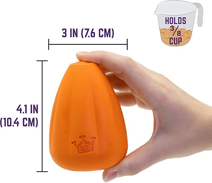 Chew King by Mammoth Premium Treat Dog Toy, Extremely Durable Natural Rubber Toy, Bacon Flavored Dog Treater, Orange Large